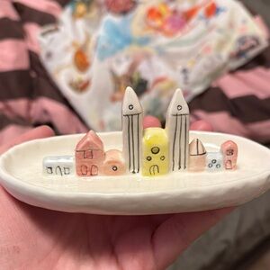 Colorful Ceramic Cityscape Trinket Dish